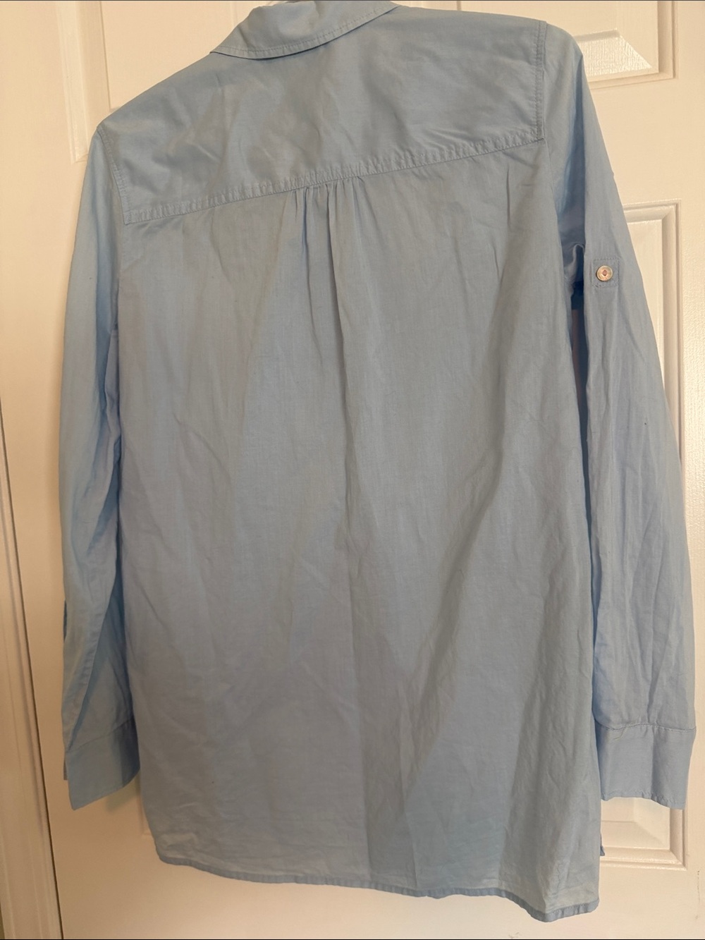 Esprit Powder Blue Ruffled Front Button-Up Blouse - Picture 4 of 5
